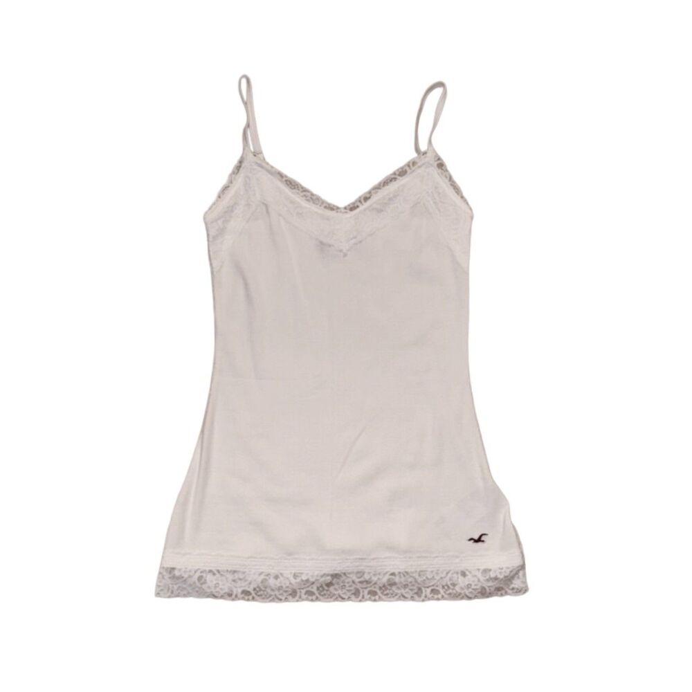 hollister white lace trim cami